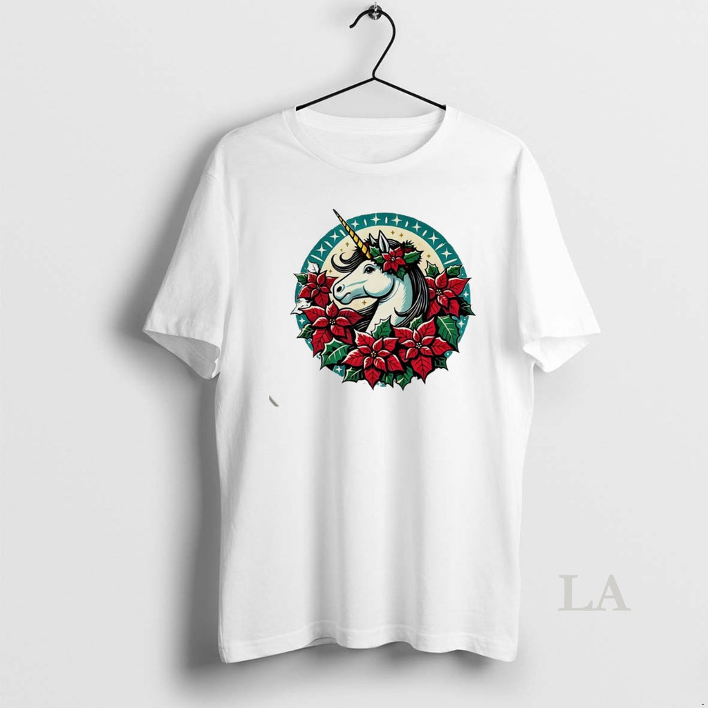 Original Poinsettia Unicorn Christmas White