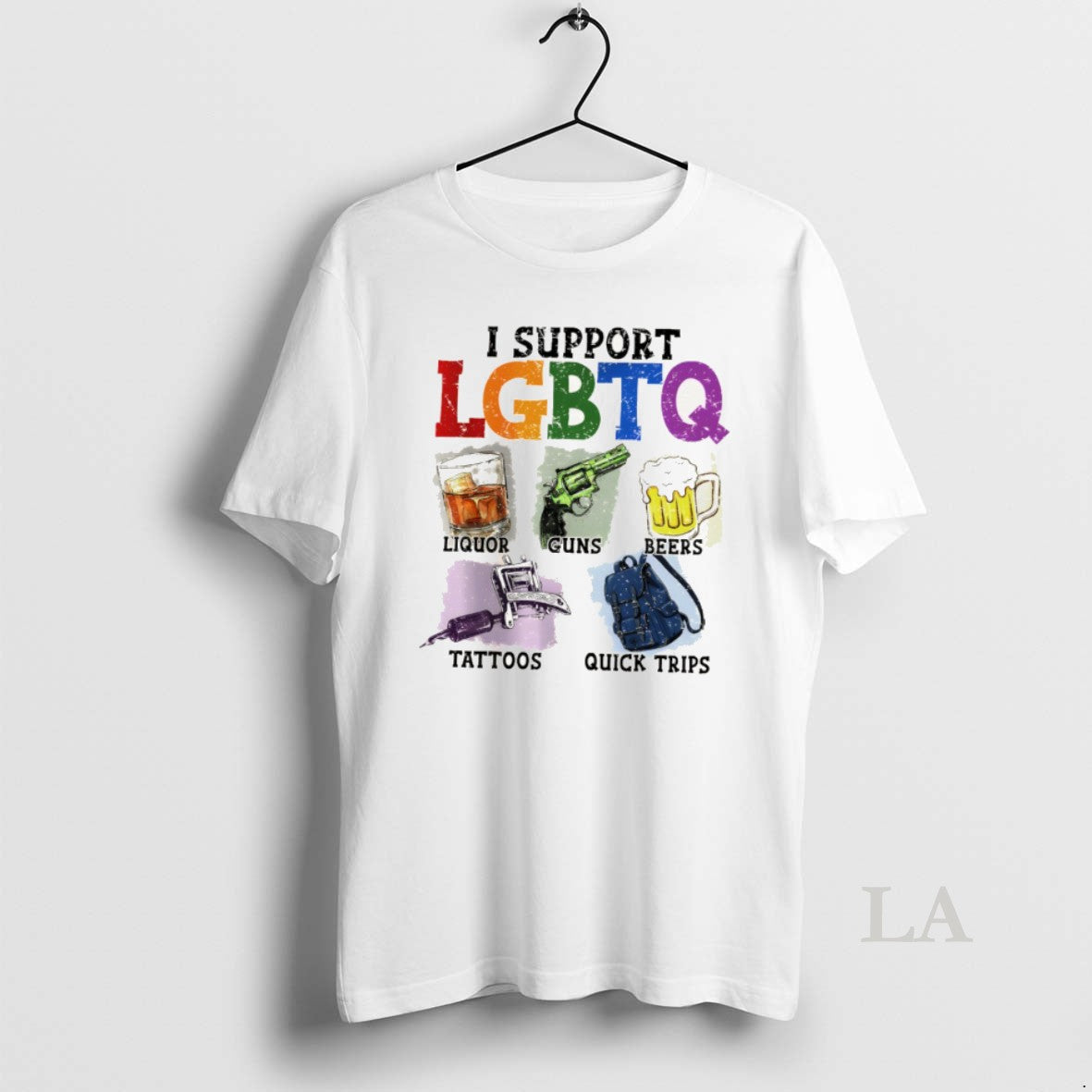 Original Pride Month Graphic I Support Lgbtq Liquor Guns Beers Tattoos