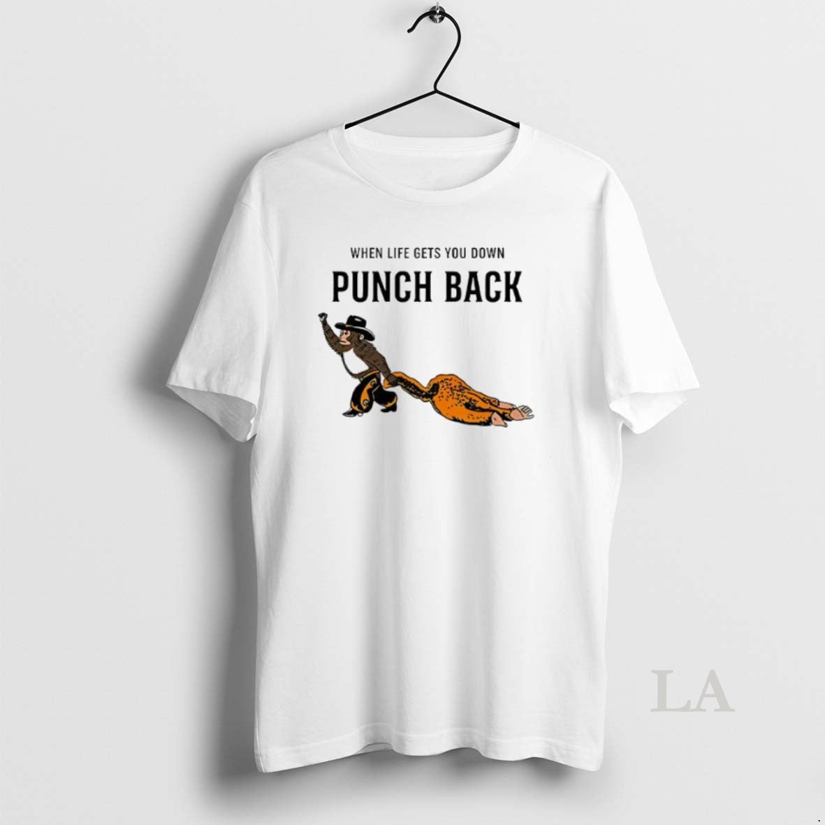 Original Punch Kun Monkey When Life Gets You Down Punch Back Meme Womens