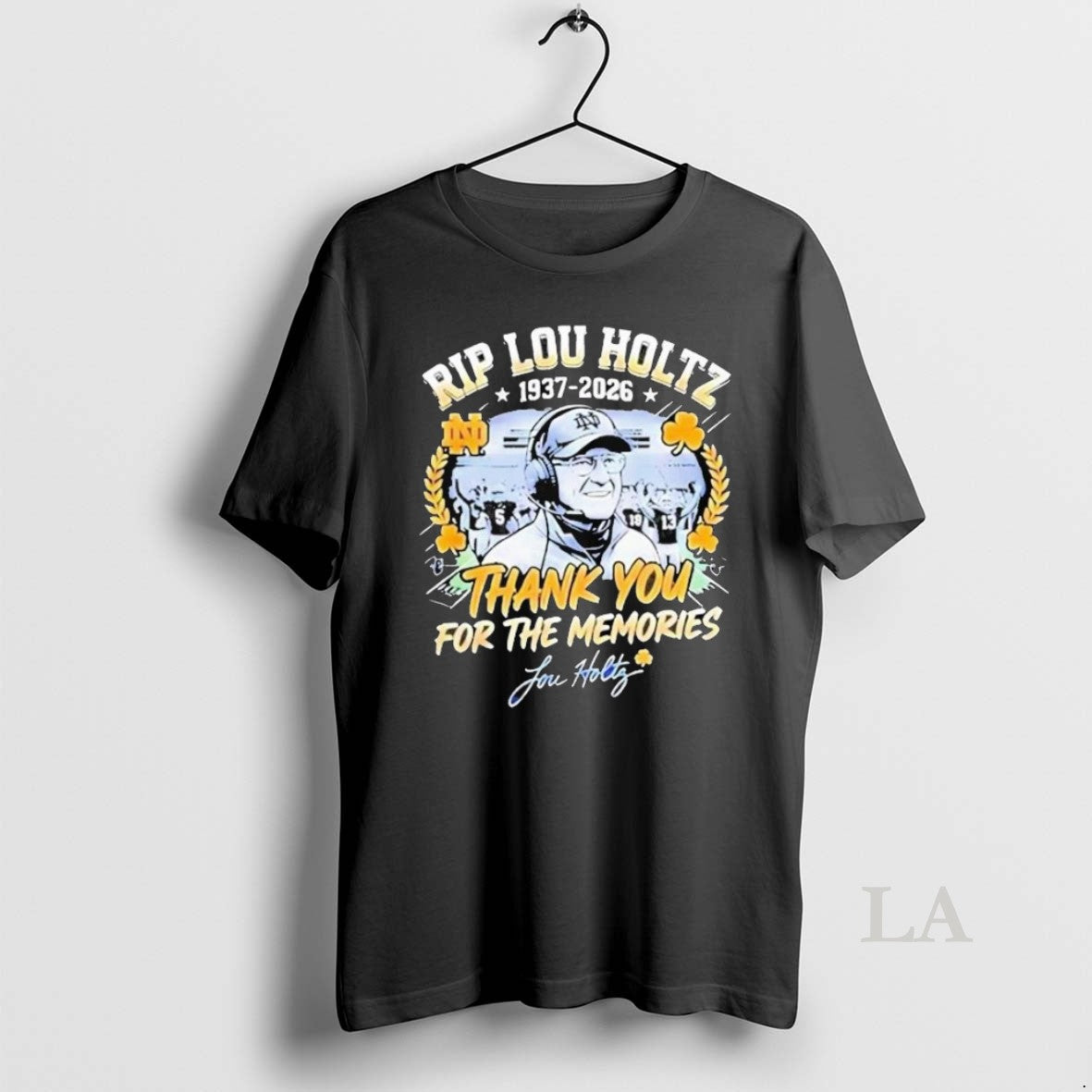 Original Rip Lou Holtz Notre Dame Fighting Irish Football 1937 2026 Signature Long Sleve