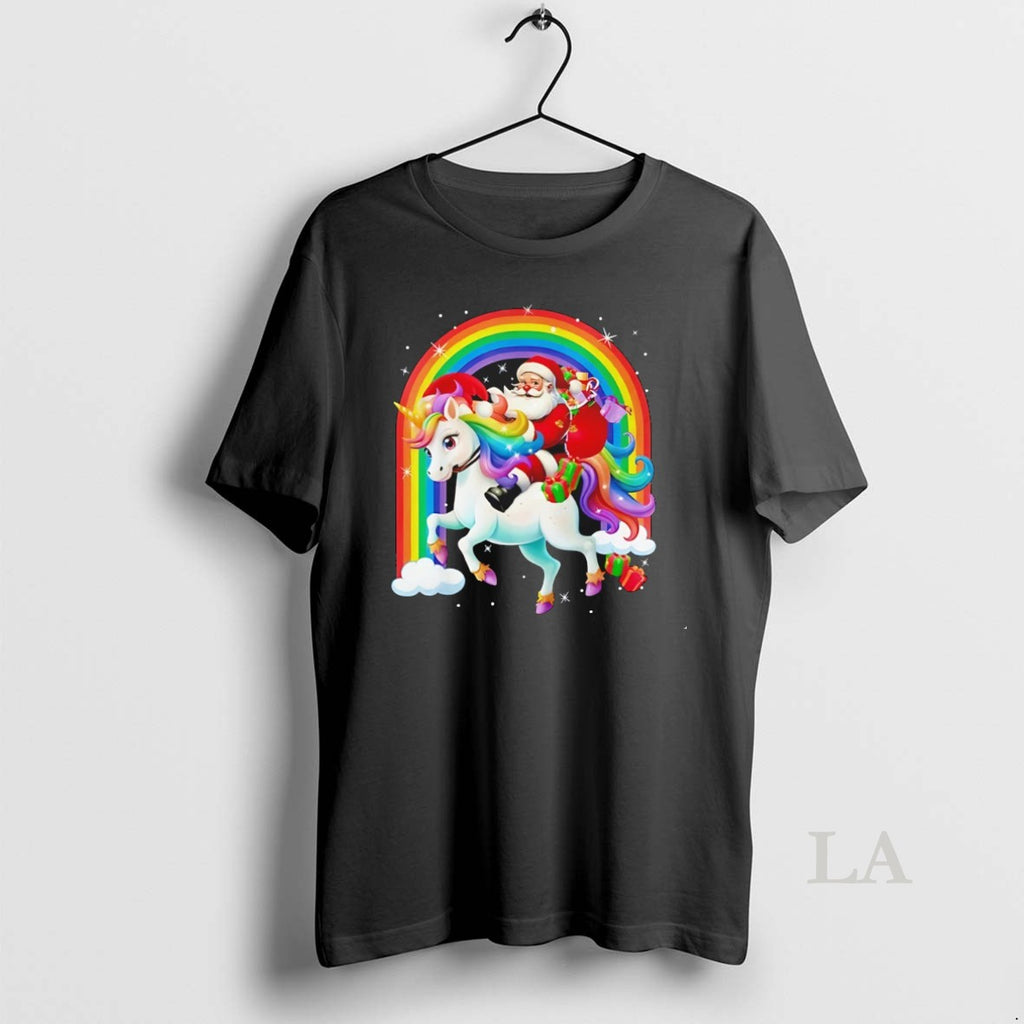 Original Santa Riding Rainbow Unicorn Christmas Gifts