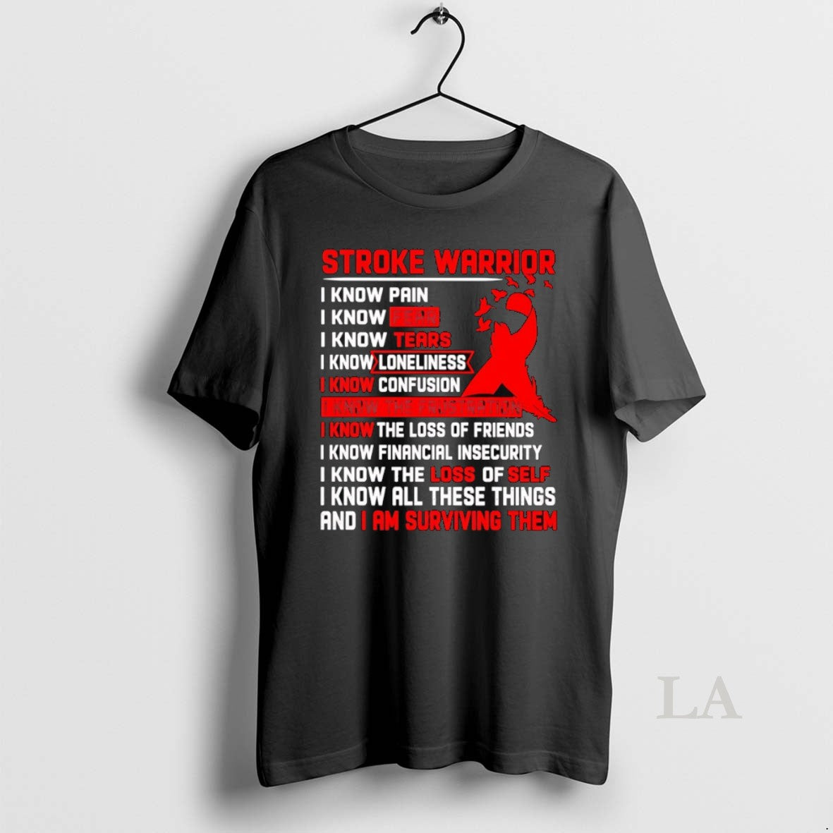Original Stroke Warrior I Know Pain I Know Fear I Know Tears Red Ribbon