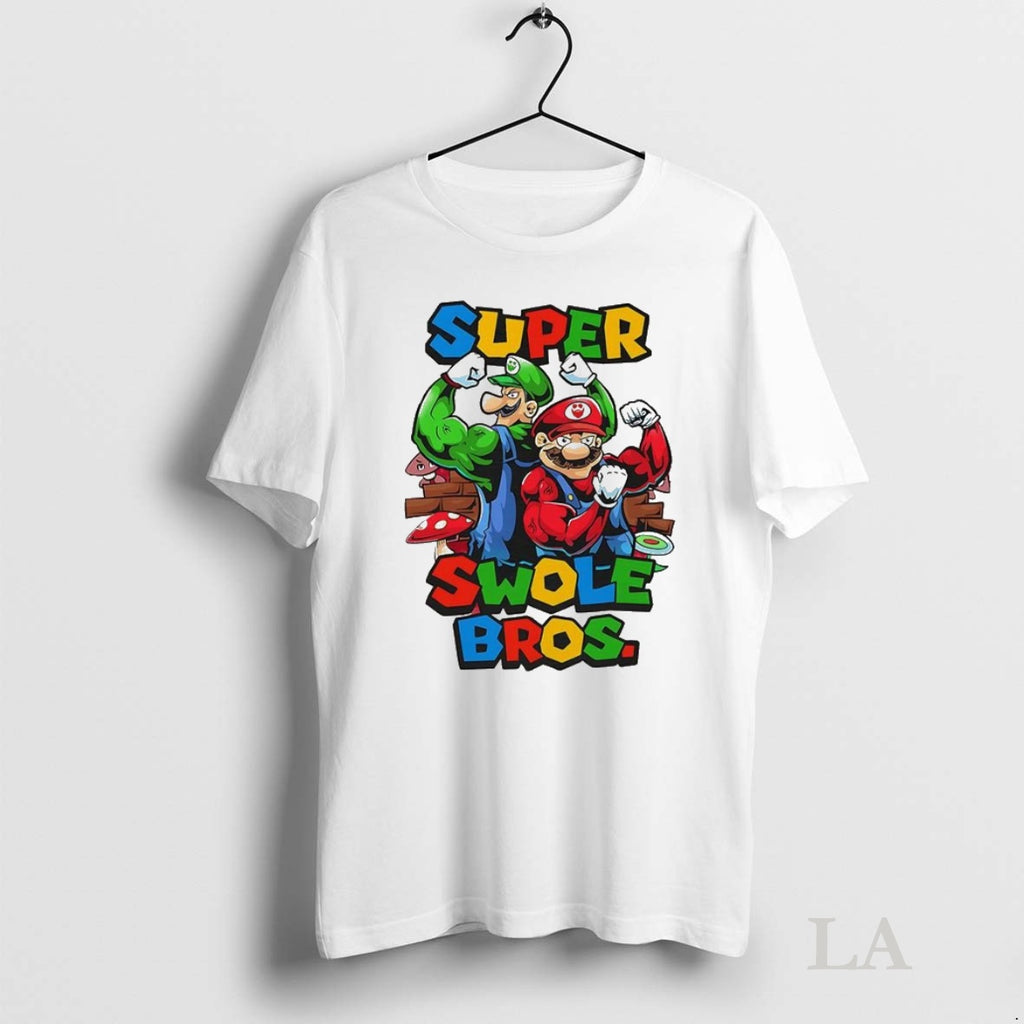 Original Super Swole Bros Classic Video Game Character Gym Lover Tee Sweater