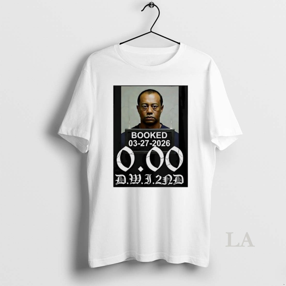 Original Tiger Woods Booked 2026 Mugshot Graphic