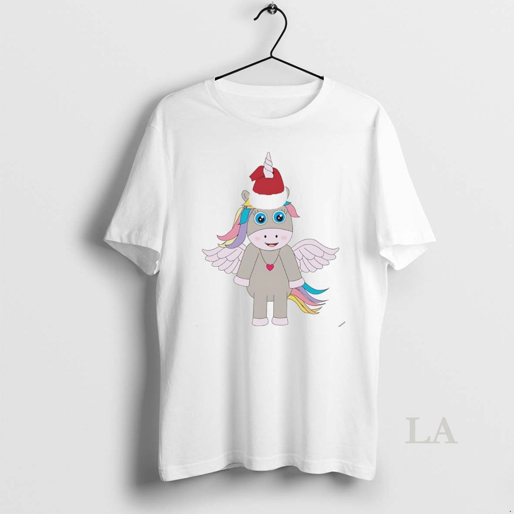 Original Winged Unicorn Santa Hat Pink Heart Holiday Christmas White