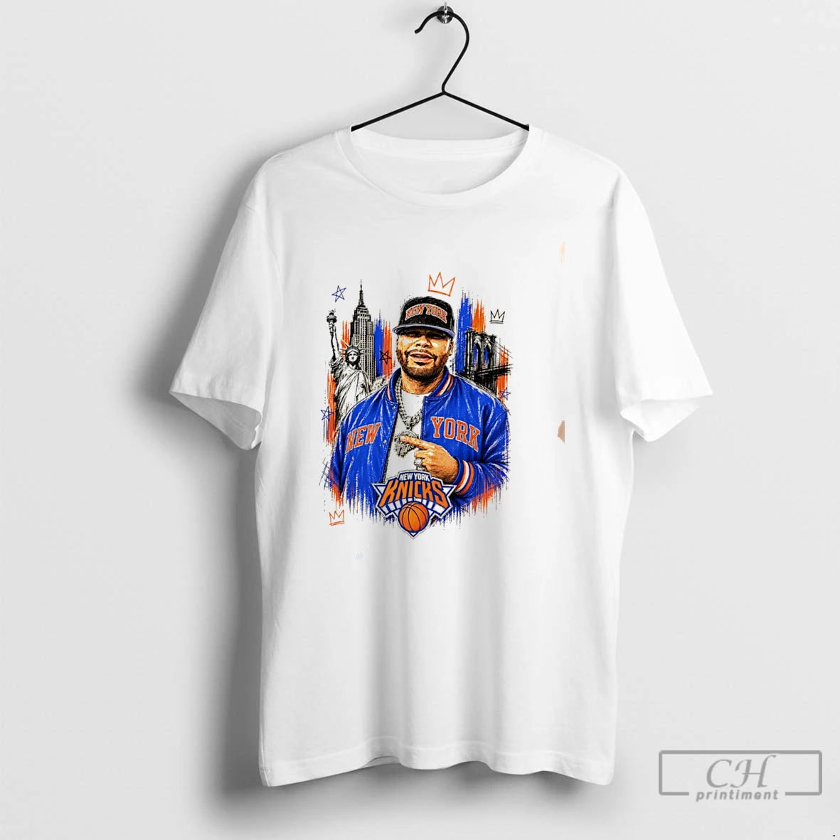 Premium Fat Joe New York Knicks Jacket And Hat City Landscape Graphic Tee T Shirts