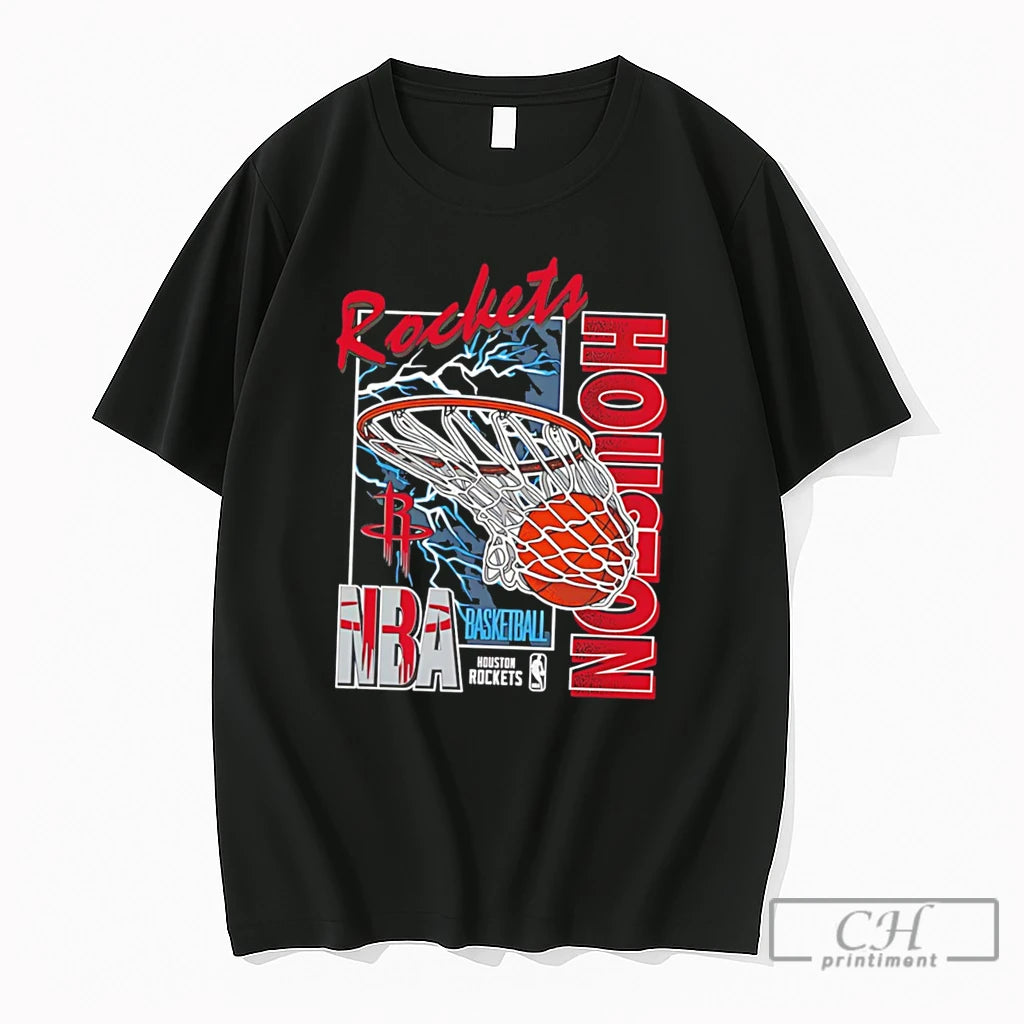 Premium Houston Rockets Lightning Swish Graphic Tee