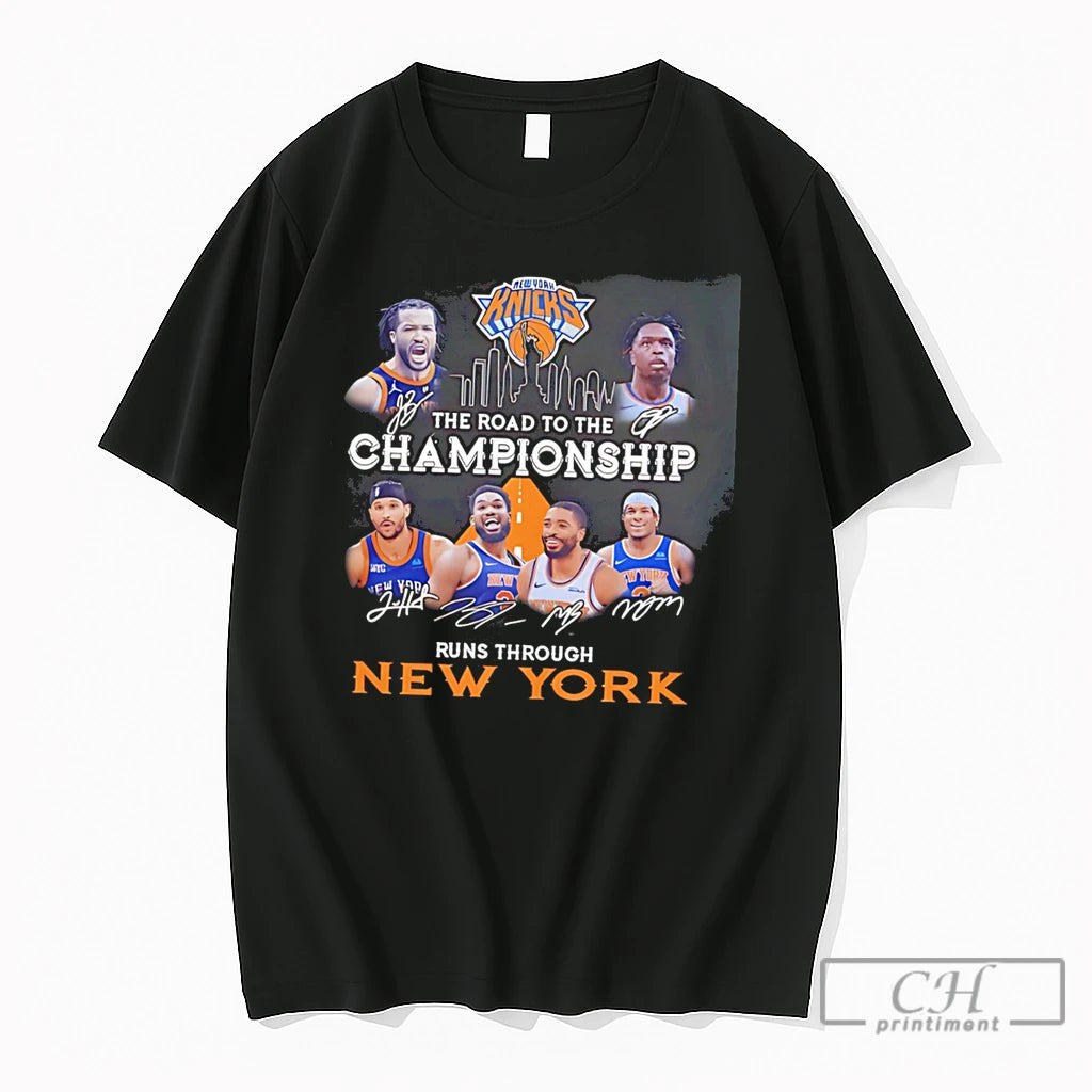 Premium New York Knicks The Road To The Championship Runs Through New York Graphic Tee
