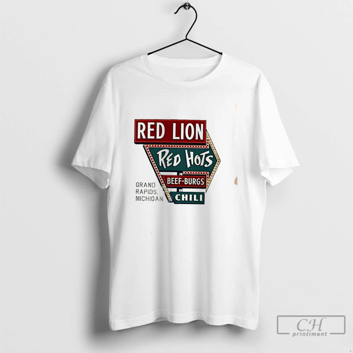 Premium Red Lion Red Hots Restaurant Based In Grand Rapids Michigan Graphic Tee T Shirts