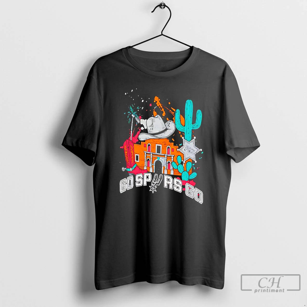 Premium San Antonio Spurs Remember The Spurs Colorful Alamo Graphic Tee