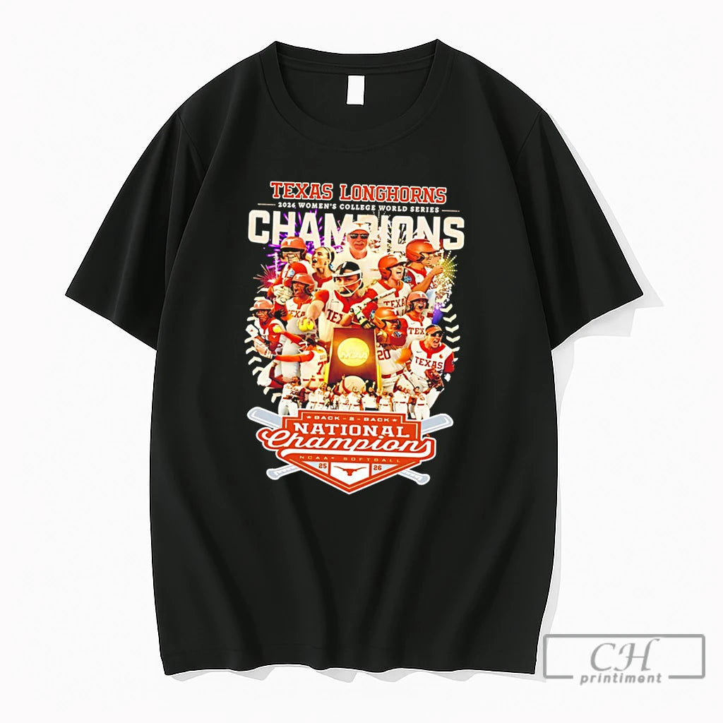 Premium Texas Softball 2026 Wcws National Champions Back To Back Graphic Tee T Shirts Sweater