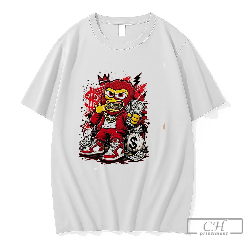 Premium The Simpsons Bart Gangster Money Red Graphic Tee