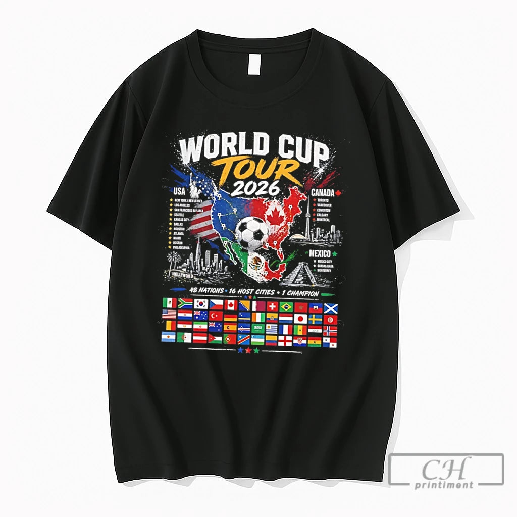 Premium World Cup Tour 2026 Map Graphic Tee