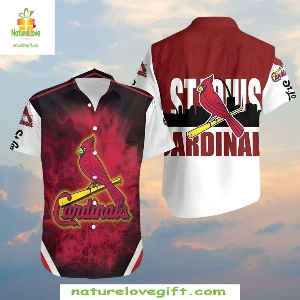St Louis Cardinals Hawaiian Shirt Red Smoke Pattern Fiery Baseball Apparel