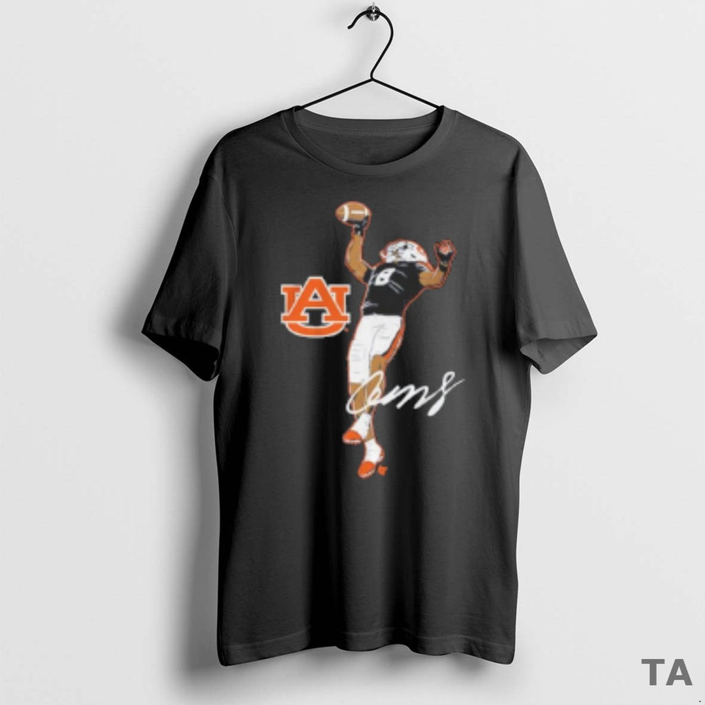Top Auburn Tigers Football Ncaa Cam Coleman Superstar Pose Signature Painting T Shirt Sweater