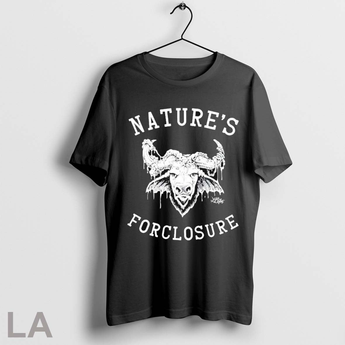 Top Natures Foreclosure Diablo Macabre Buffalo Bison Head Wings T Shirts