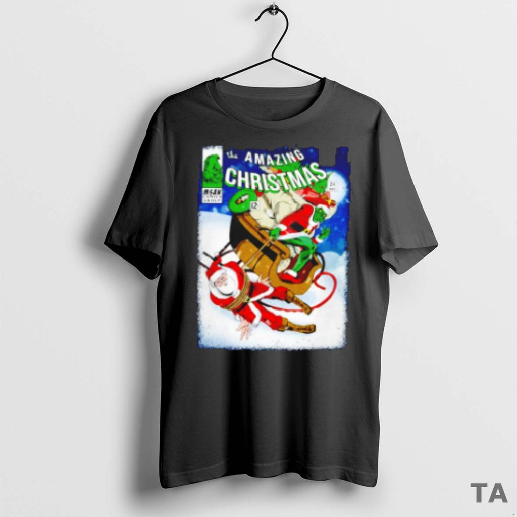 Top The Grinch And Santa Claus The Amazing Christmas Comic T Shirt Sweater