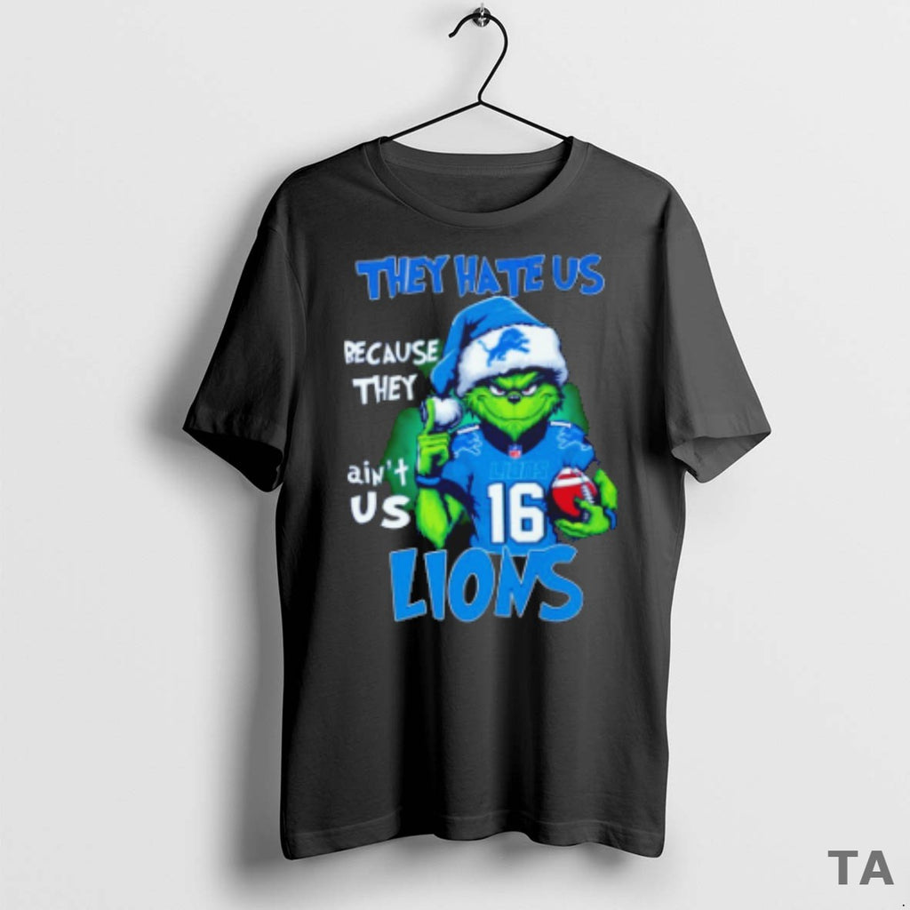 Top The Grinch They Hate Us Because They Aint Us Detroit Lions Christmas