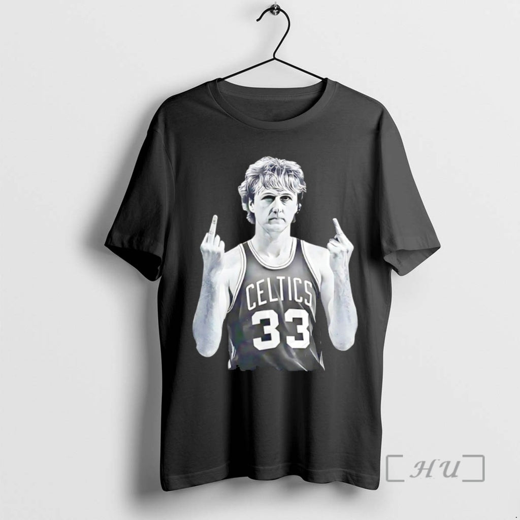 Trending Boston Celtics Legend Larry Bird Middle Finger Tee Shirt Sweater