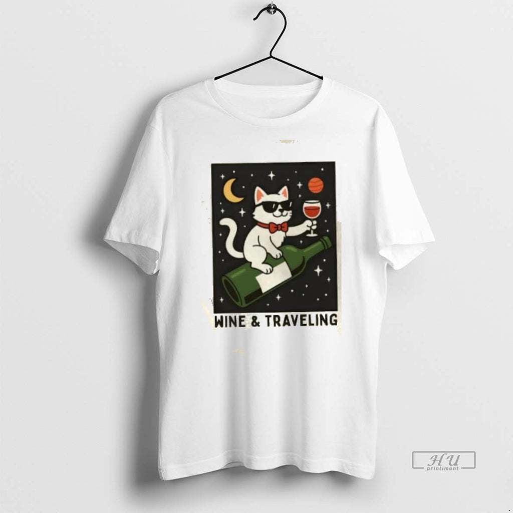Trending Cat Wine And Traveling Graphic Tee Shirt Sweater