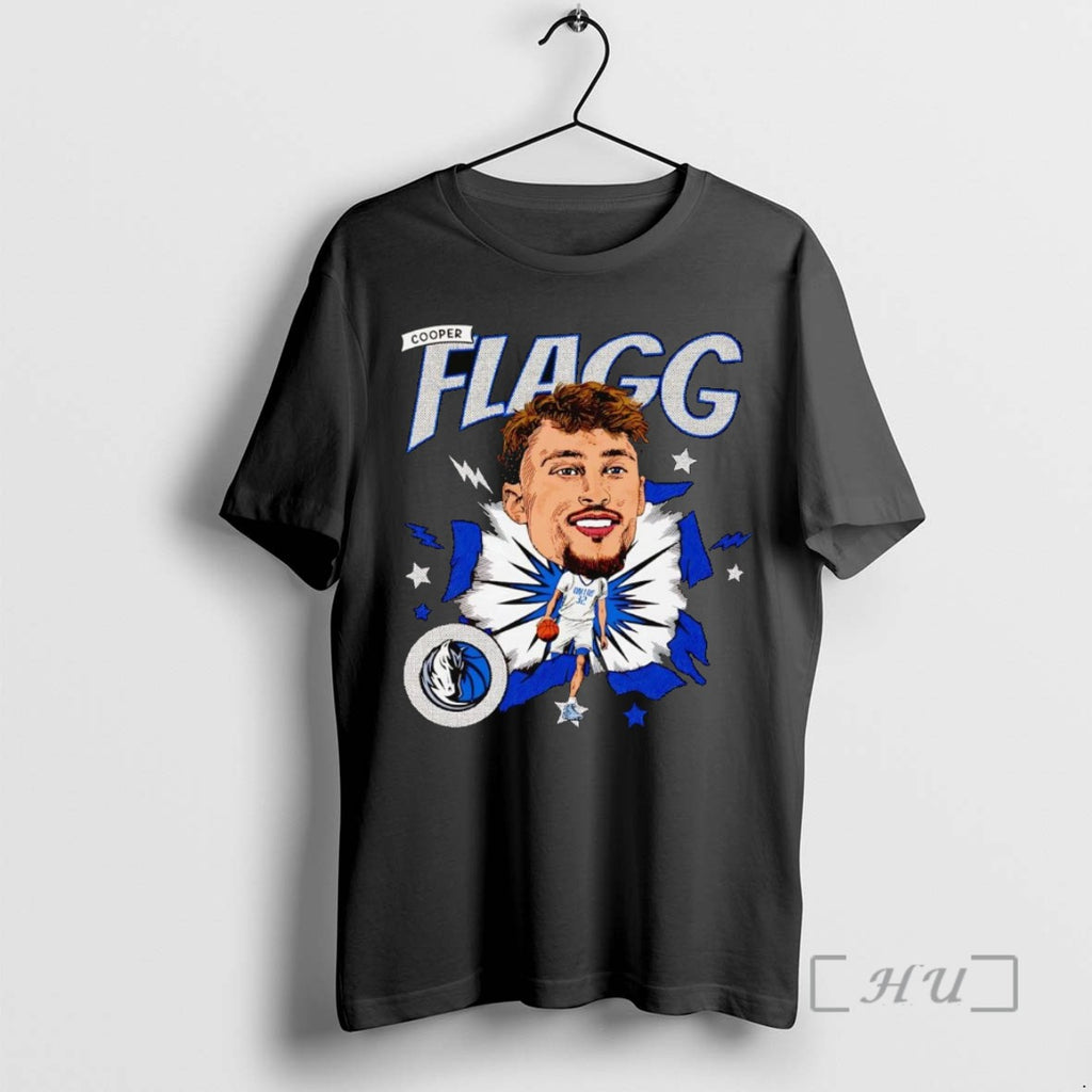 Trending Cooper Flagg Big Head Caricature Mavericks Tee Shirt Sweater