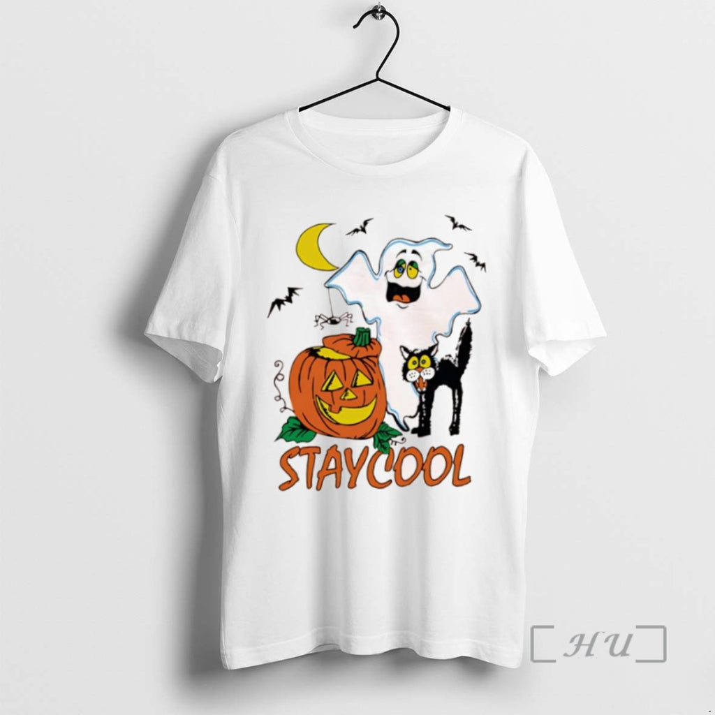 Trending Halloween Items Ghost Pumpkin Black Cat Staycool Tee Shirt Sweater