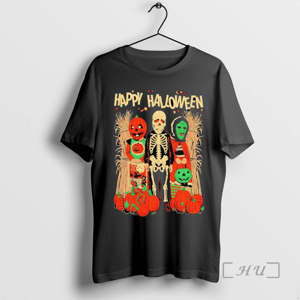 Trending Jack O Lantern Skeleton Monster Trio Happy Halloween Tee Shirt Sweater