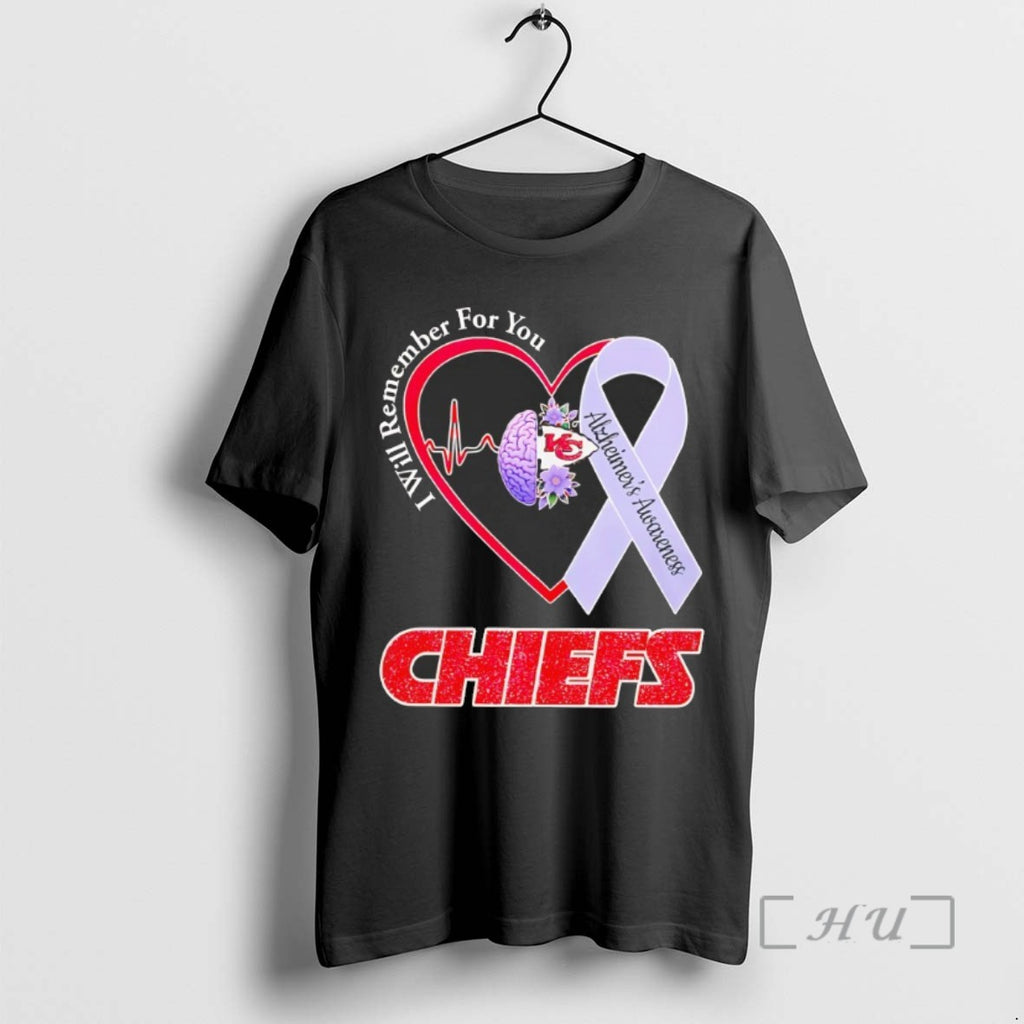 Trending Kansas City Chiefs I Will Remember For You Alzheimers Awareness Tee Shirt Sweater