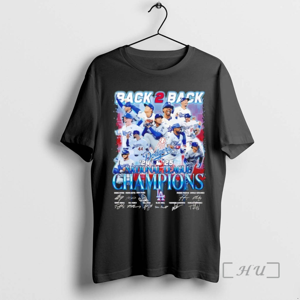 Trending Los Angeles Dodgers 2025 National League Champions Back 2 Back Signature Tee Shirt Sweater