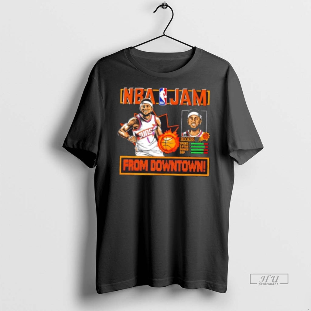 Trending Nba Jam Phoenix Suns Devin Booker From Downtown Graphic Tee Shirt Sweater
