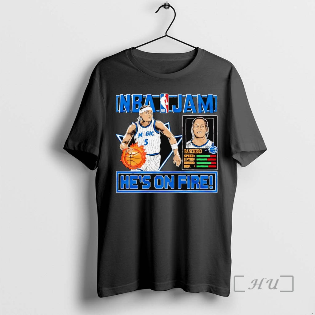 Trending Paolo Banchero Hes On Fire Nba Jam Magic Tee Shirt Sweater