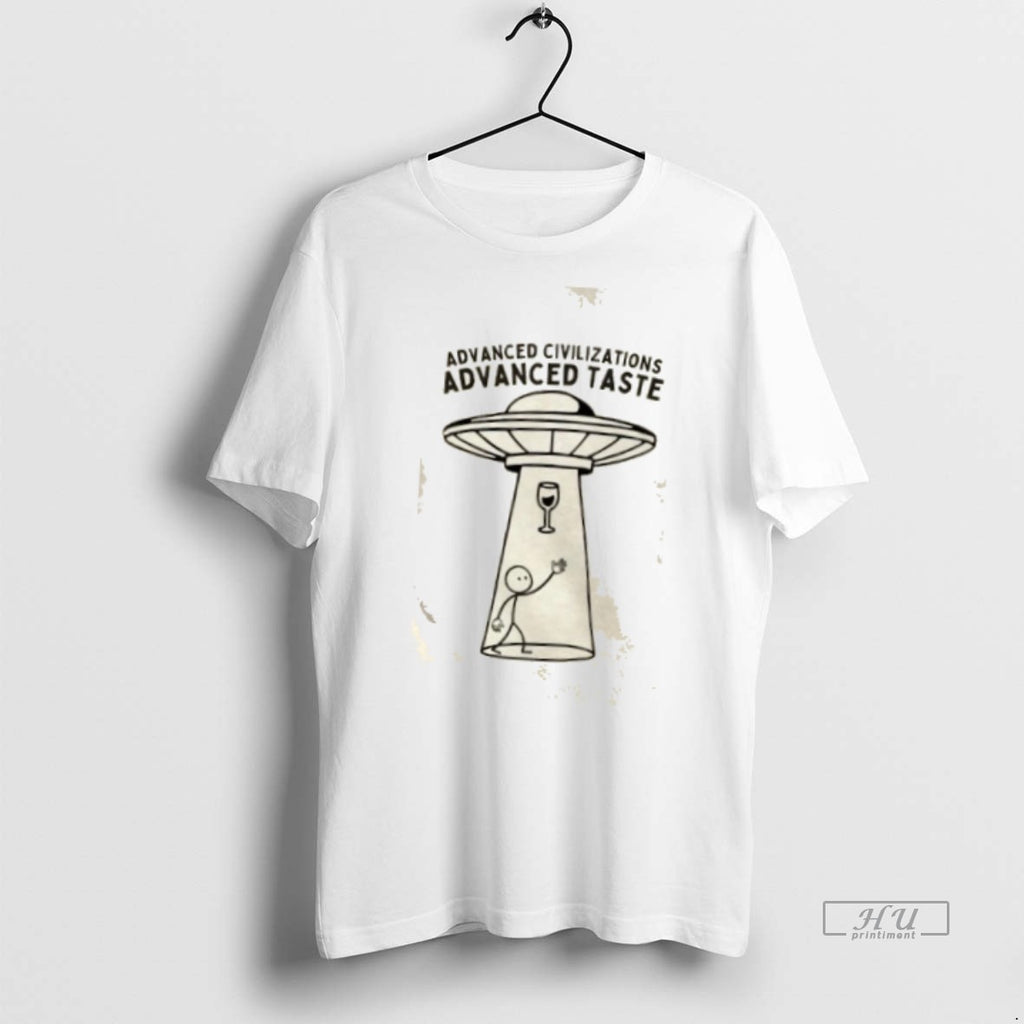 Trending Ufo Alien Wine Abduction Advanced Civilizations Advanced Taste Graphic Tee Shirt Sweater
