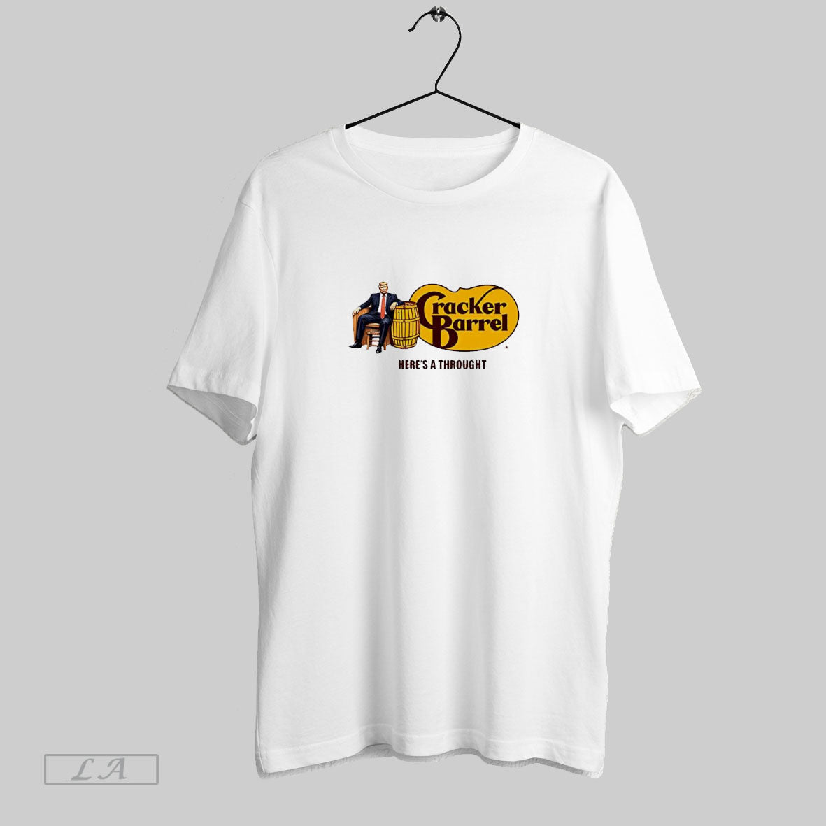 Trump Heres A Thought Cracker Barrel Logo Caricature