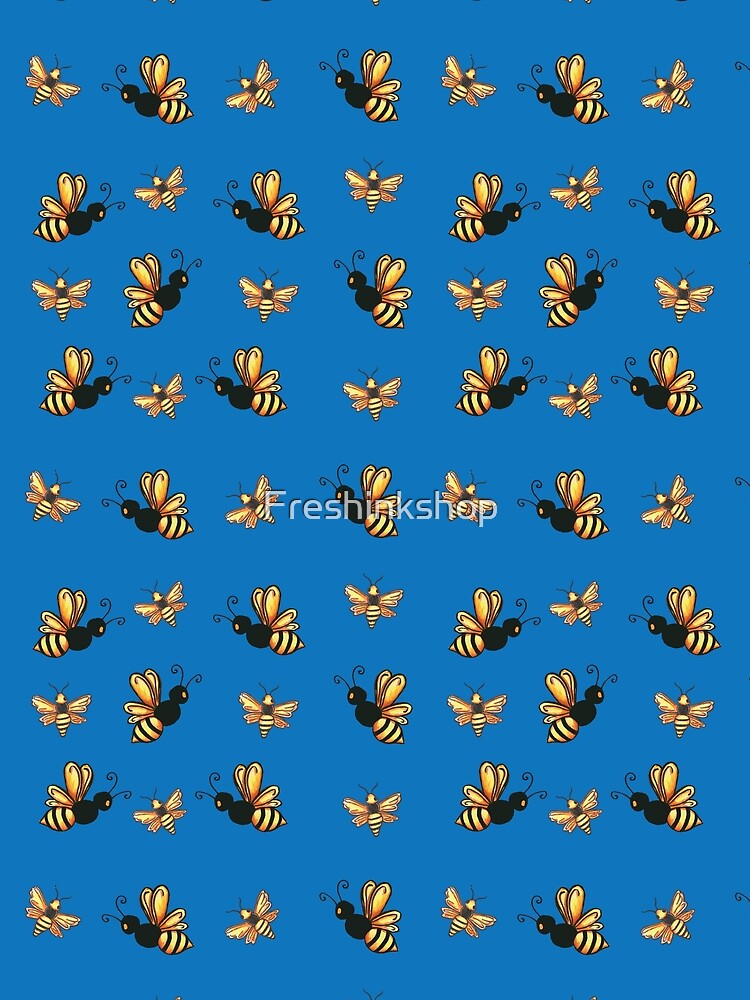 Bees, Bees, and more Bees Blue by Freshinkshop