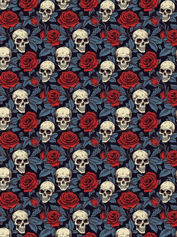Red Roses and Skulls Pattern by Christy Wyatt