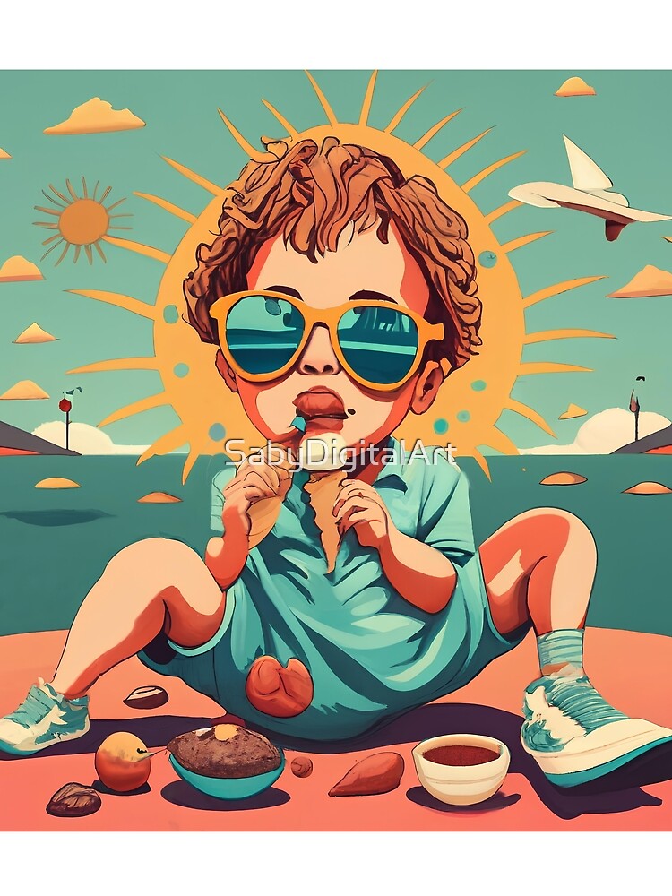 Kid & Ice Cream by SabyDigitalArt