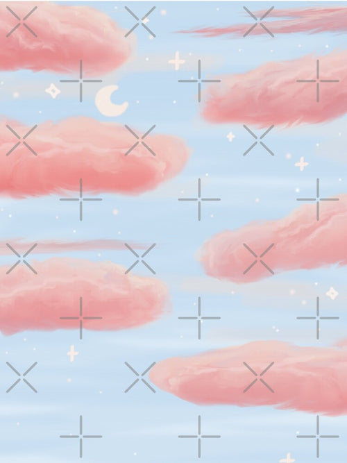 Aesthetic pink clouds with stars in the sky by marleew