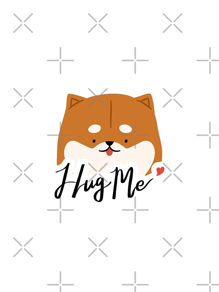 Shiba Inu Dog with Hug Me Love Quotes - funny quotes, funny dog by Delandor