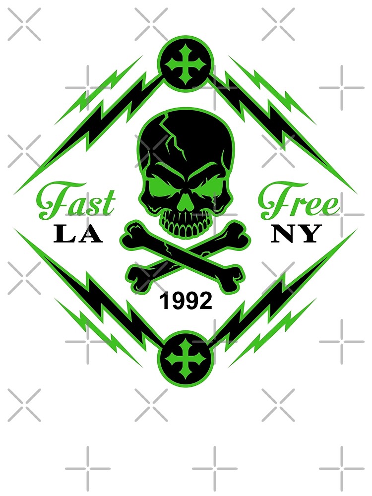 Fast LA Free NY – Edgy Skull & Crossbones Street Art Design by Liva Art