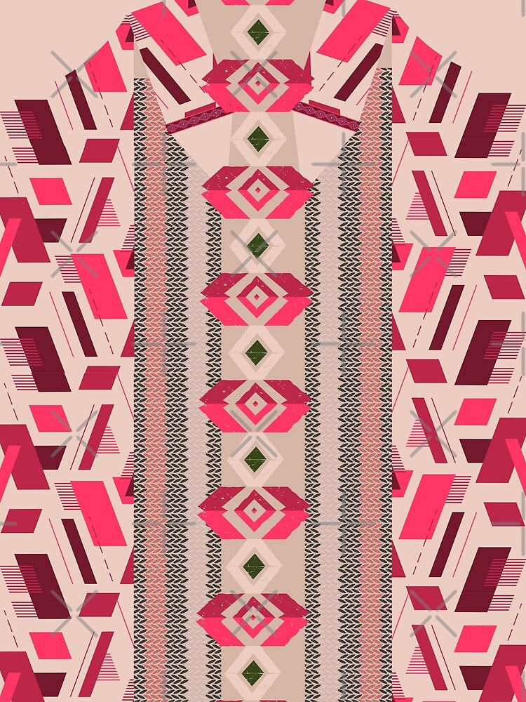 pink and red aztec print by SKULLARTISTRY