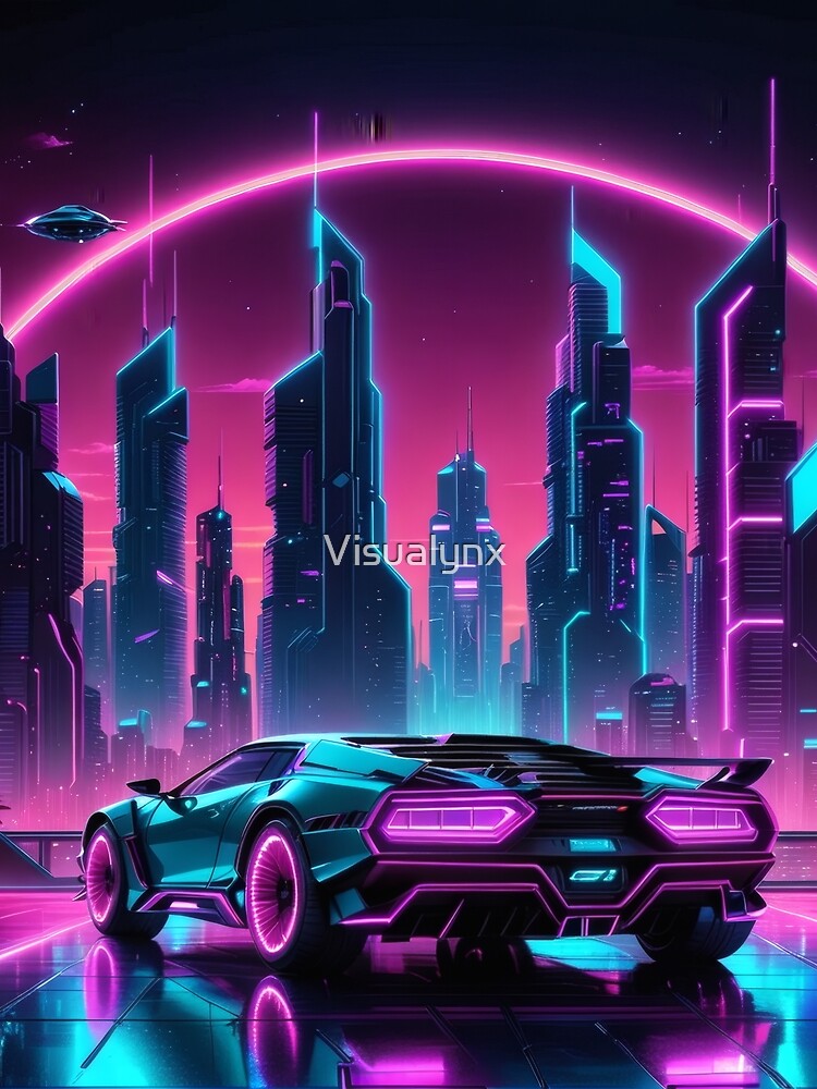 Cyberpunk City Lights – Neon Futuristic Skyline Art by Visualynx