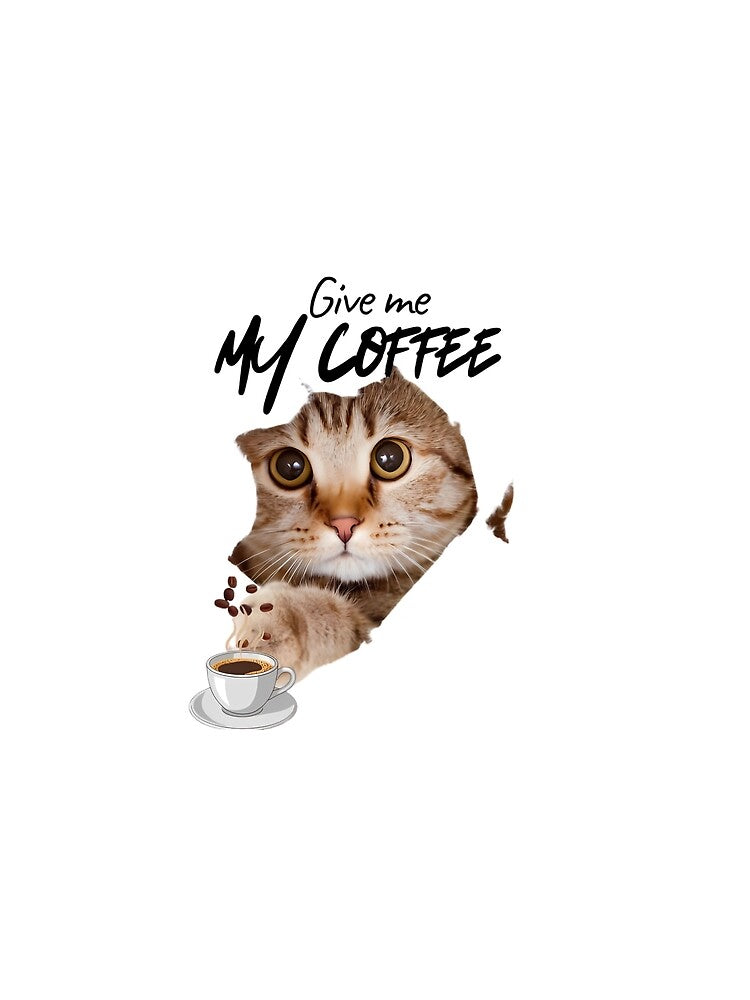 Funny Peeking Cat Coffee Lover Illustration. by PhantomArtStore