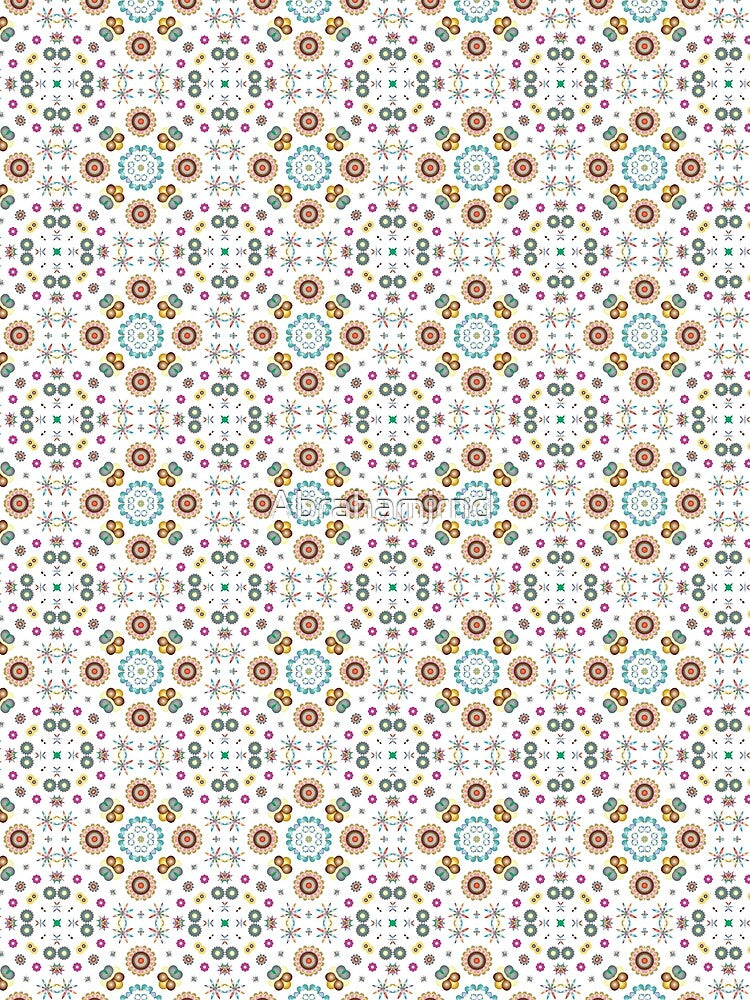 lovely things rainbow colorful floral seamless repeat pattern by Abrahamjrnd