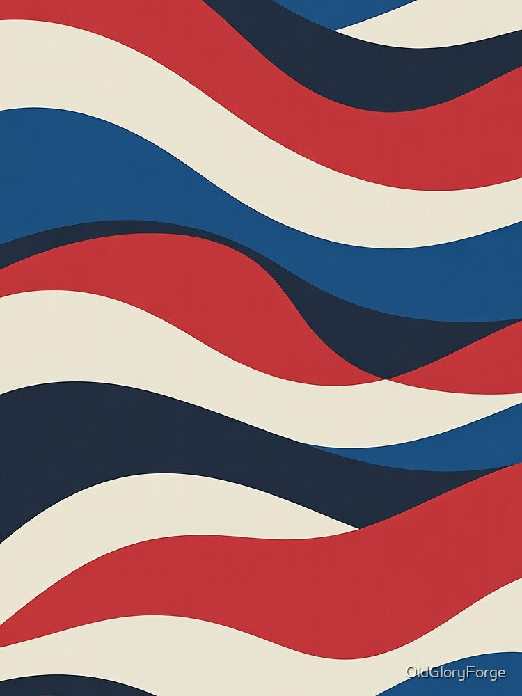 Modern Red White Blue Wave Pattern by OldGloryForge
