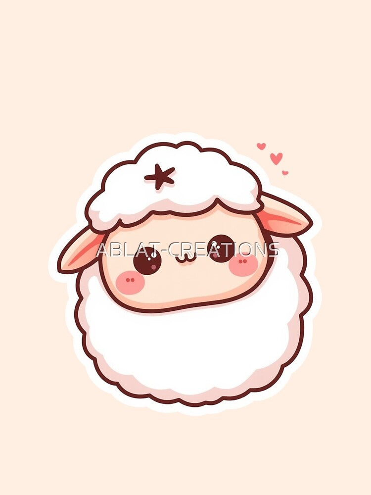 Super Cute Kawaii Sheep – Soft Pastel Lamb Aesthetic Cartoon by ABLAT-CREATIONS