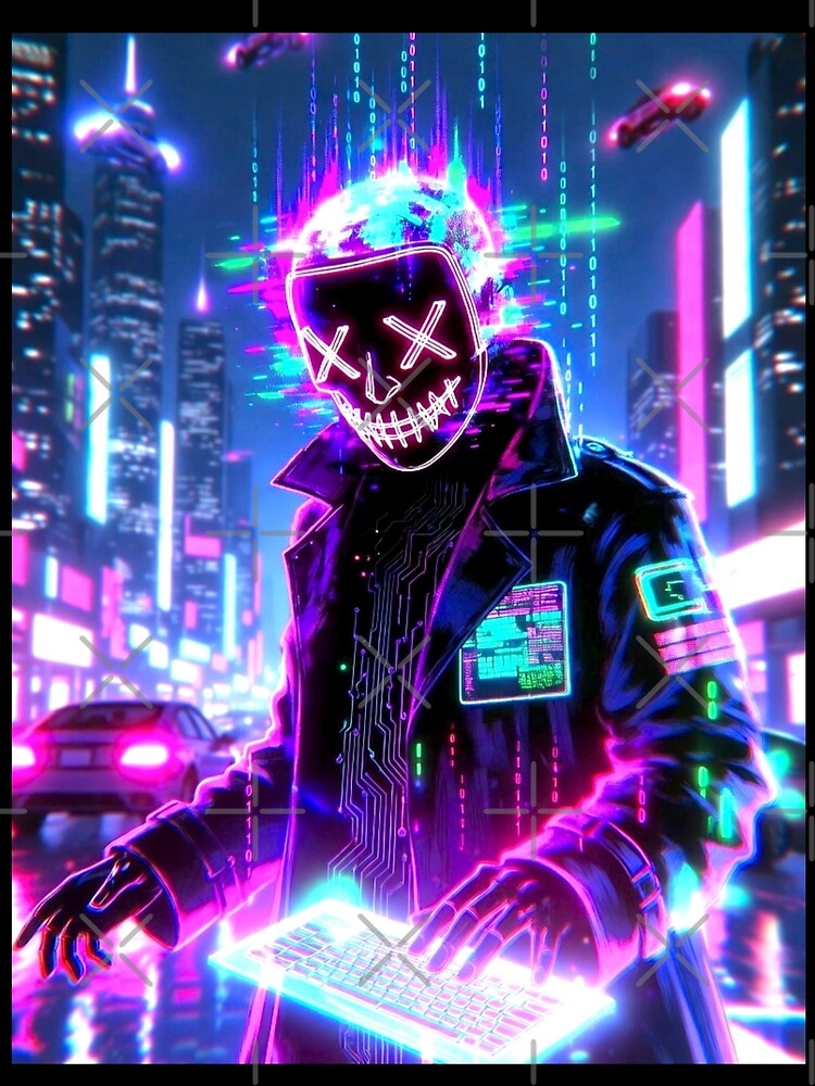 Neon Cyberpunk Hacker LED Mask by ExploreAura Studio