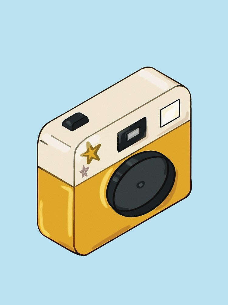 Cute Stars Retro Camera Photography Art by Skull Fern