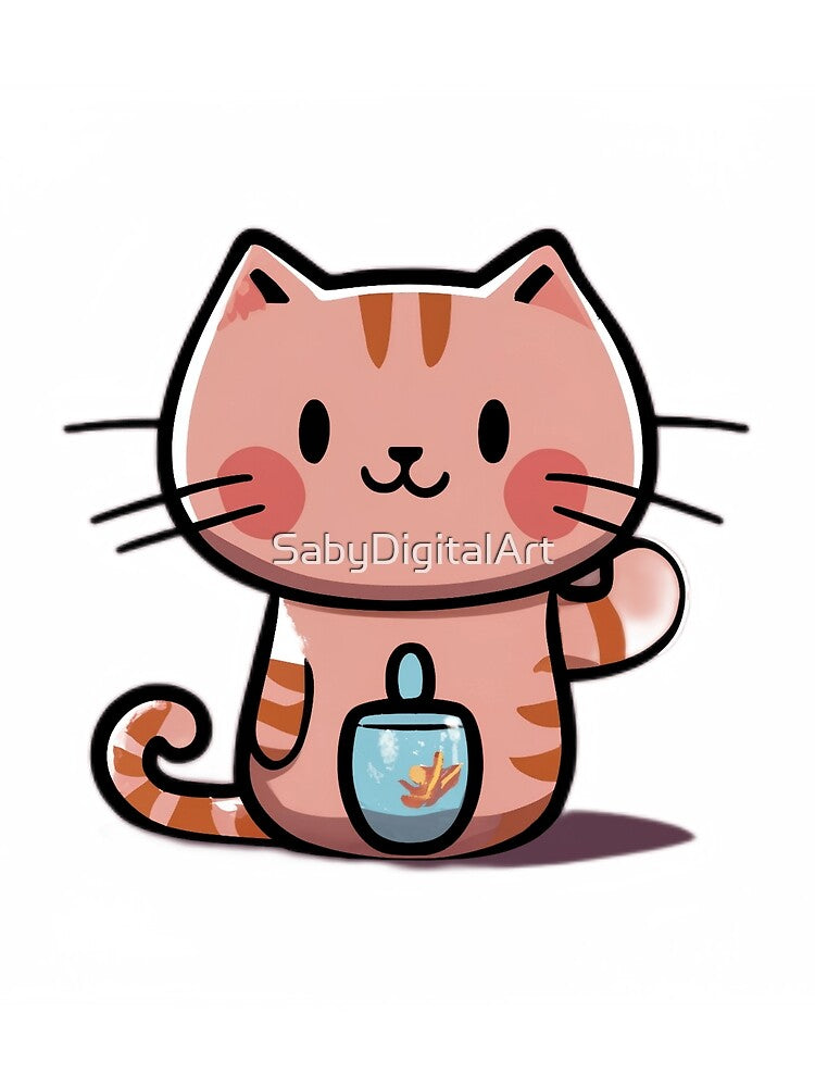 Cute Pink Cat by SabyDigitalArt