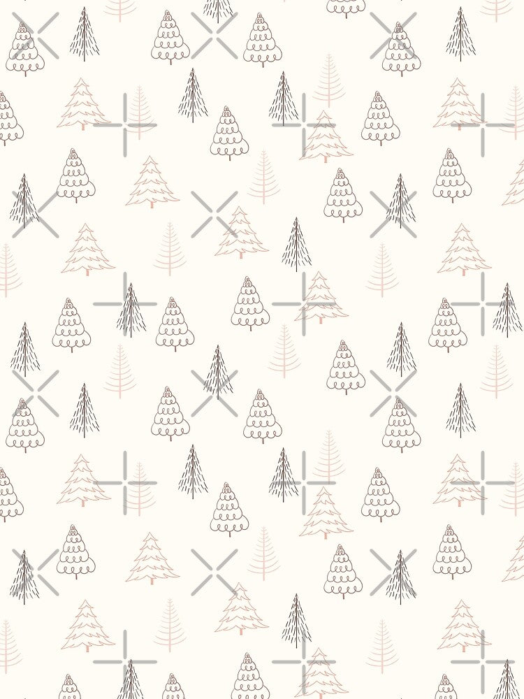 Hand Drawn Doodle Christmas Tree Pattern Pink by Vi-Sko