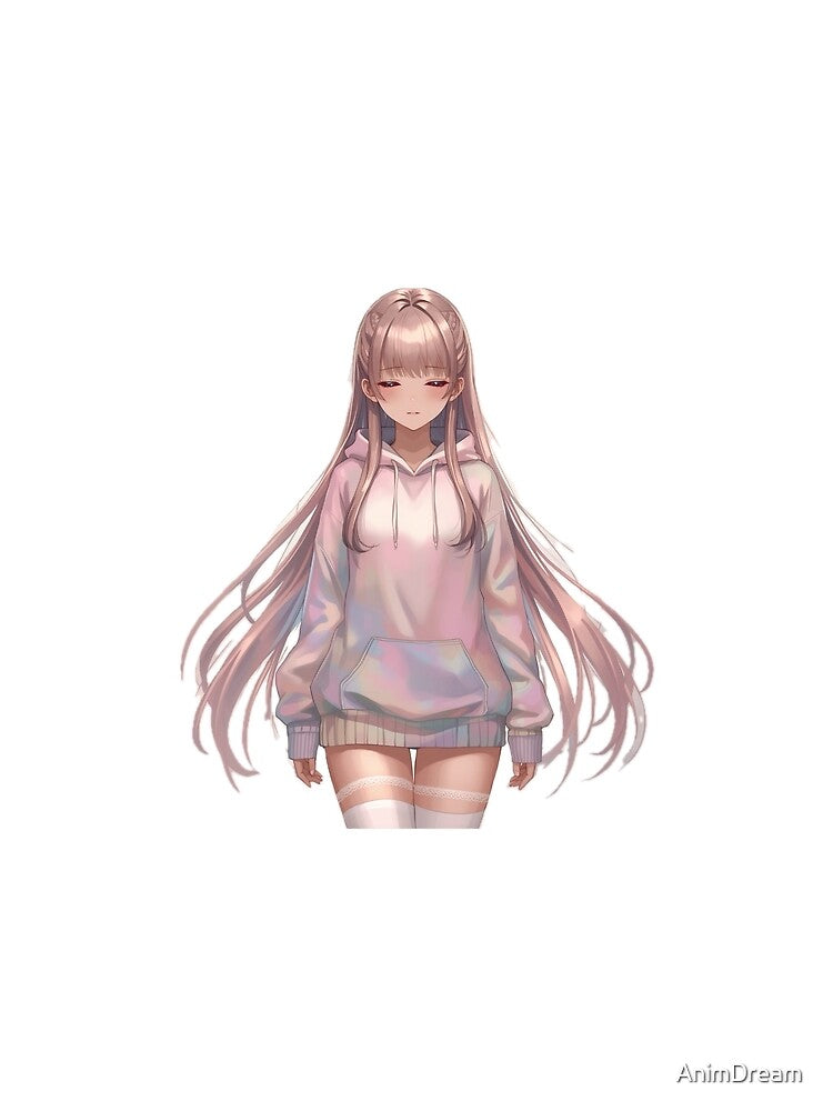 Pastel Anime Girl Aesthetic Hoodie Waifu – Soft Kawaii Minimal Art by AnimDream
